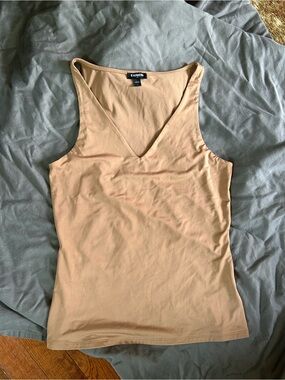 Express V-Neck Tank Top in Light Tan